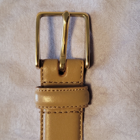 Lauren Ralph Lauren Italian tan leather belt gold tone buckle 39" x 1" Size L - Picture 5 of 11